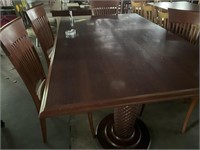 WOOD TABLE WITH GROOVED LEGS - 62x38