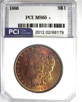 1886 Morgan PCI MS65+ Golden Purple