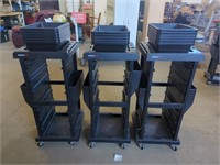 Three Rolling Salon Carts with Trays Included