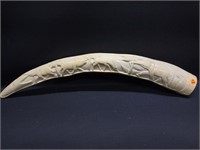 Carved Faux Ivory Elephant Tusk. 27in.