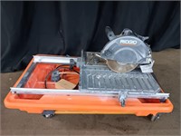 TILE SAW WITH ATTACHMENTS WORKING