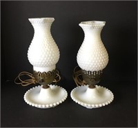 Vintage Milk Glass Hobnail Lamps