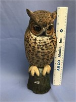11 /2" fossilized bone carving of an owl, unique,