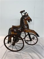 WOODEN AND METAL HORSE TRIKE