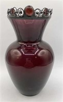 Decorative Amethyst Vase w/ Metal Scrolling