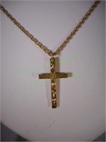 Beautiful vintage gold-filled cross pendant and ch