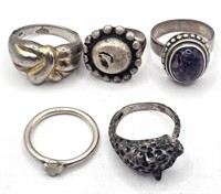 Sterling Silver Rings- Lot of 5