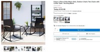 E9001 Patio Bistro Set, 2 Chairs w/ Coffee Table