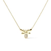 10K Yellow Gold Bee Pendant with Diamond Accents