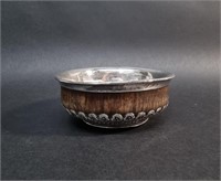 SILVER & BURL TIBETAN JHA PHOR TSAMPA (TEA) BOWL