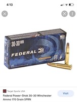Federal Power-Shok 30-30 Winchester Ammo 170