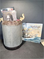 Decorative Bucket and Book Lot