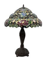 Tiffany Style Table Lamp w/ Jeweled Shade