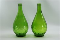 Wine bottles (2, green glass, half gallon)