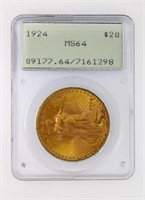 1924 Gold $20 PCGS MS64 1st Gen Holder