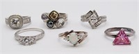(6) STERLING SILVER BLING FASHION RINGS