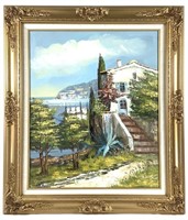 Oil on Canvas, Italianate Landscape 1 Signed Dante