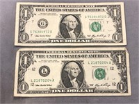 TWO 2006 AMERICAN $1 BILLS