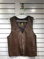 Brown Leather Western Vest. Like New, Sz. Sm.