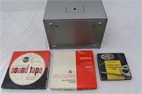 Plastic Base recording tape, case and reels,