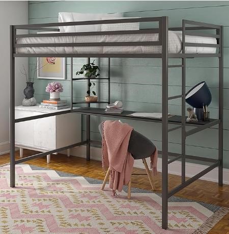 Novogratz Maxwell Metal Full Loft Bed Gray/Black