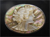 VINTAGE STERLING SILVER MOP ABALONE CAMEO