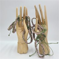 Small Wood Hand Displays w/ Hemp Bracelets