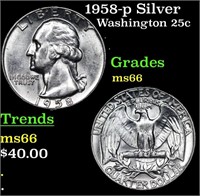 1958-p Washington Quarter Silver 25c Grades GEM+ U