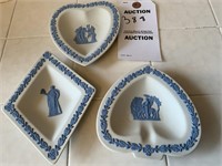 Wedgwood Cream with Blue Trim Jasperware 3 Pieces