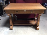 Antique Oak Empire Library Table