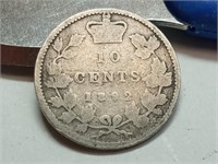 OF) better date 1892 Canada silver 10 cents