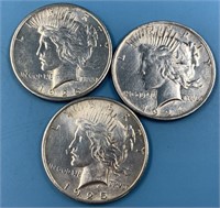 3 Peace dollars: 1925 x2, 1924       (33)