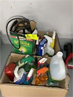 One gallon pump sprayer and cleaning supplies
