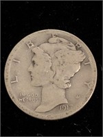 Antique 1917 Mercury Silver Dime