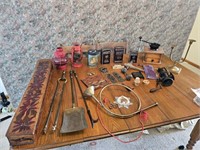 Hersheys Tins- Fireplace Tools- Red Glass