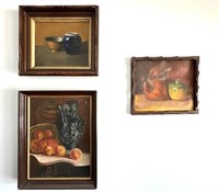 3 Antique artworks/ Folk tramp art frames