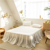 BISELINA French Linen Bed Skirt with Pleated