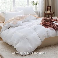 Bedsure White Duvet Cover Queen Size - Soft