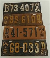 4 Vintage Wisconsin license plates