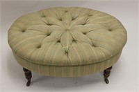 Victorian Tufted Oval Ottoman Legs w Casters