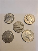 Silver quarter lot (5)