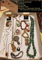 16pcs jewelry 18k HGE ring necklace brooch jade +