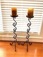 PAIR OF METAL CANDLESTICKS -HEAVY-28 INCHES