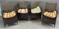 Four Synthetic Wicker Patio Chairs
