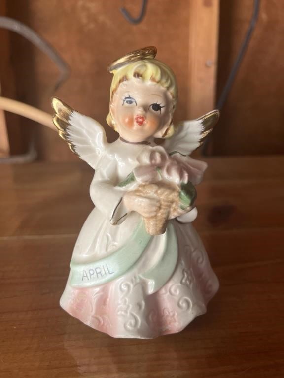 Vtg Yoko Boeki April Birthday Angel Figurine Hand