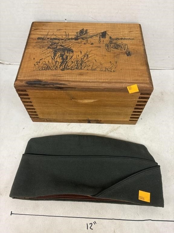 Army Hat & Wooden Box