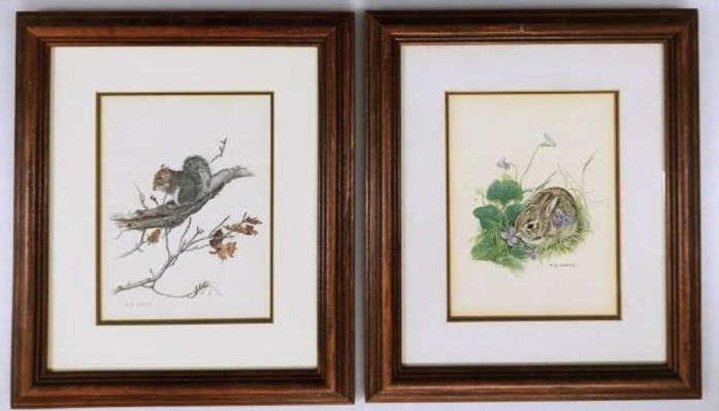 2 M.G. Loates, Rabbit & Squirrel, Art Prints 1970s