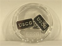 Lot of 5 Silver 1 gram bars - .999 Fine by USCG