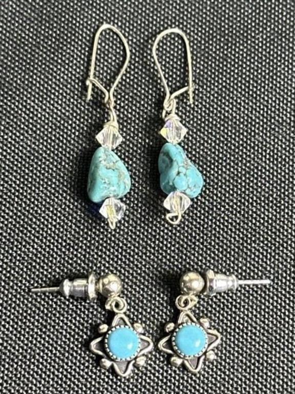 Sterling Turquoise Earrings (2 pair)