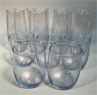 Set of 13 Blue Glass Tumblers